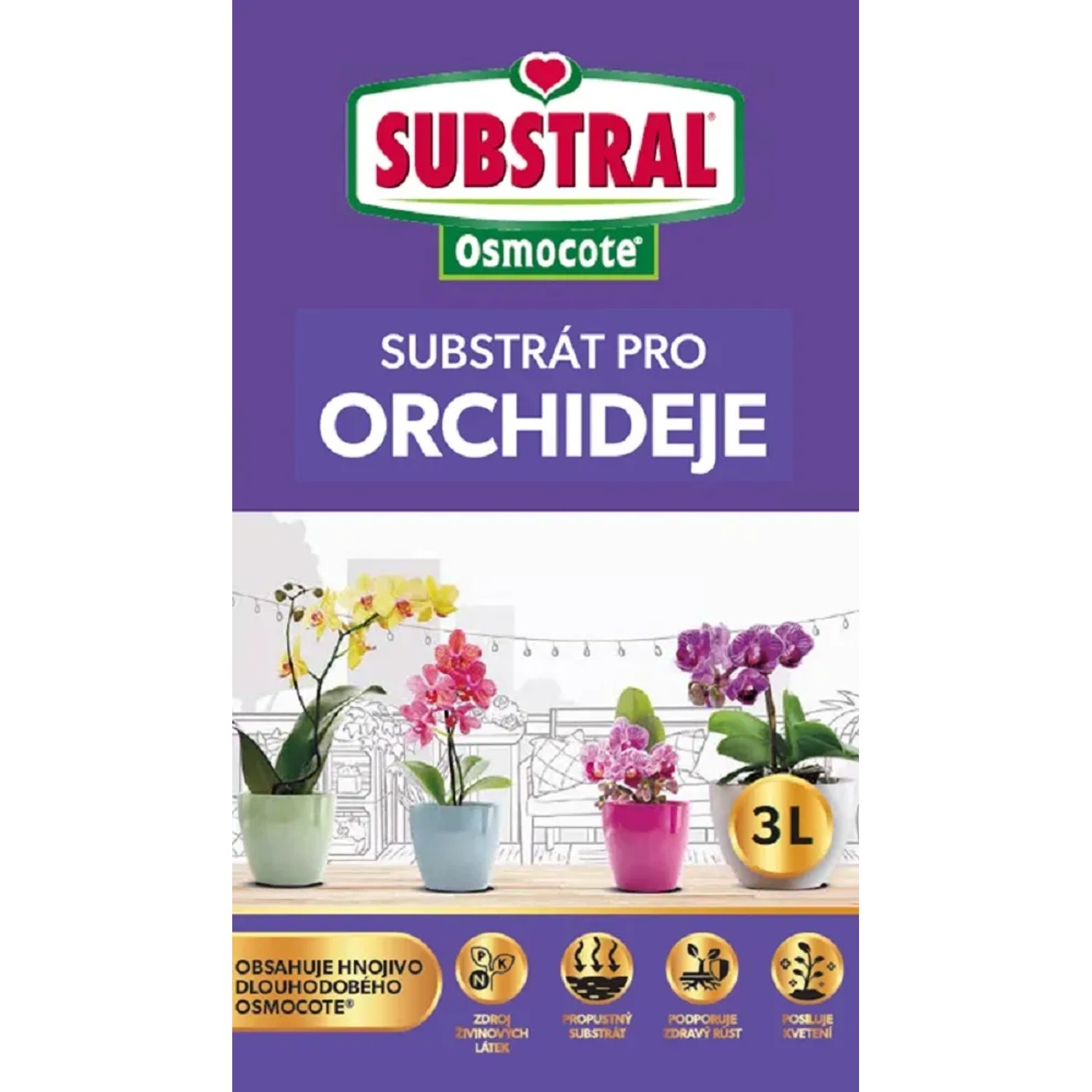 E-shop Substral Substrát na orchidey s hnojivom Osmocote 3 l