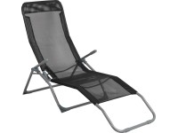 BWO Skladacie záhradné lehátko Pando čierne 140 x 61 x 57-96,5 cm
