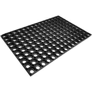 Čierna rohožka Astra Quadro Light, 60x80 cm, gumová s otvormi.