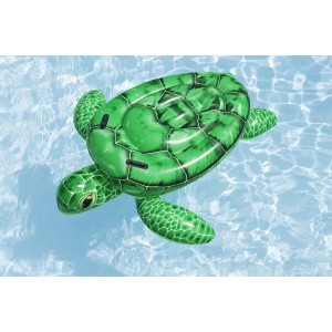 Nafukovací kruh Bestway Tidal Turtle, zelená nafukovacia korytnačka s držadlami vo vode.