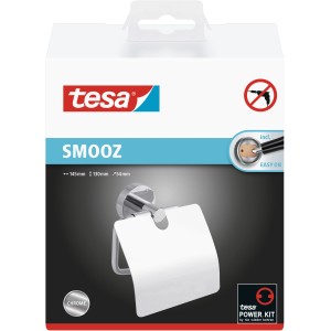 Držiak toaletného papiera Tesa Smooz s vekom, vysoko lesklý chróm, na montáž na stenu bez vŕtania.