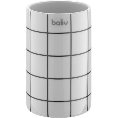 baliv Pohár na zubné kefky Industrial keramika bielo-čierny károvaný