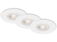 BRILO Vstavané LED svietidlo Kulana, 3 ks, stmievateľné, biele, pr. 9 x 2,5 cm