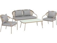 OBI Zostava záhradného nábytku Bryson polyratan, prírodná/sivá 4dielna