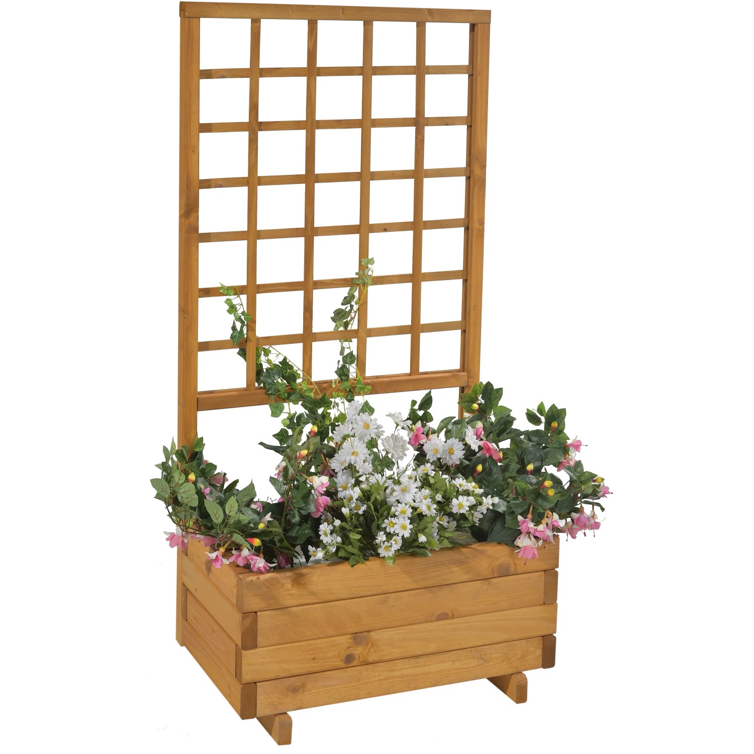 E-shop Gaspo Drevený kvetináč Hellbrunn s trelážou, medovo hnedá, 68 x 37 x 140 cm