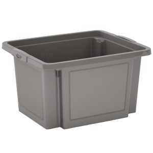 Sivý H-stohovací box, 23 litrov, na skladovanie a úsporu miesta.