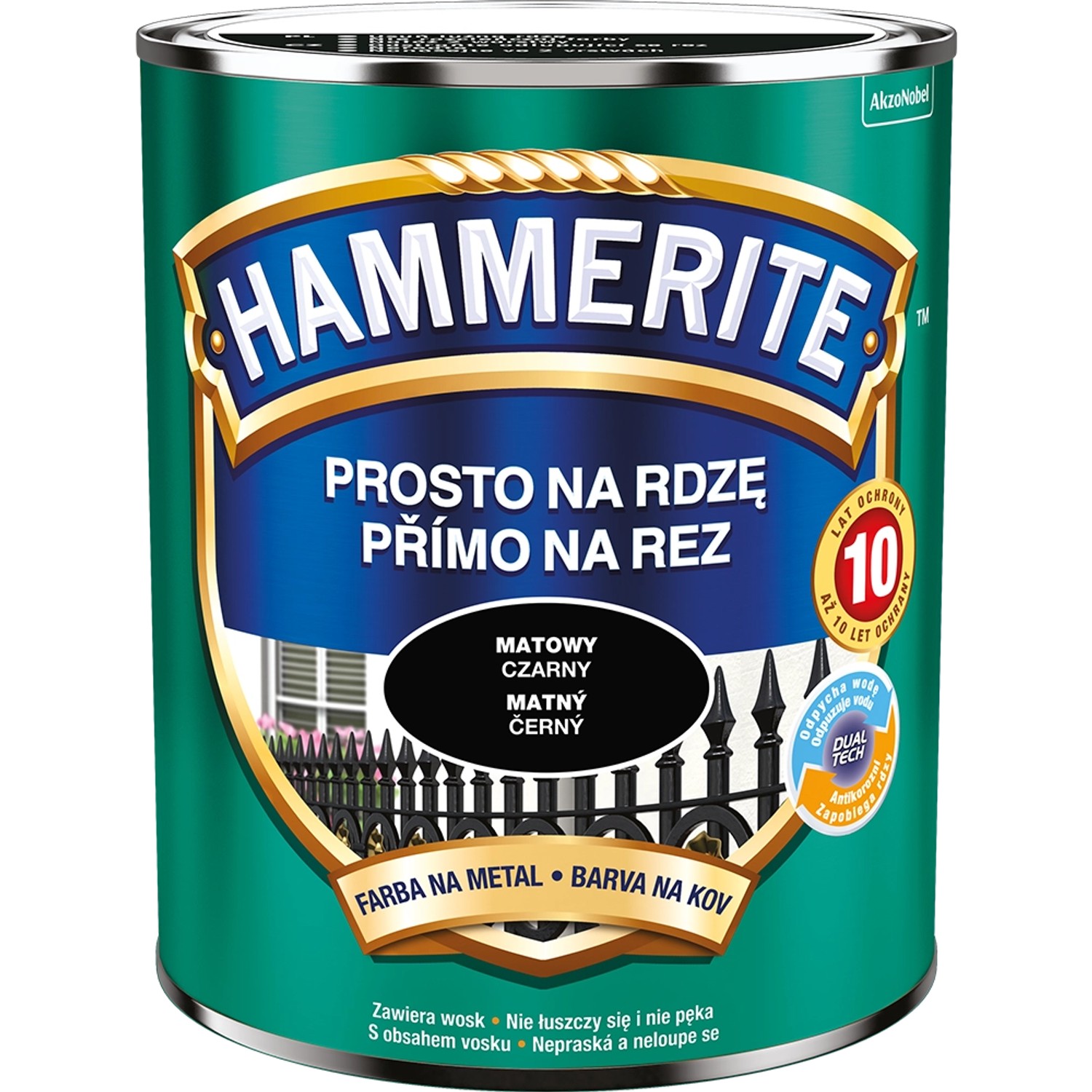 E-shop HAMMERITE Priamo na hrdzu farba na železné kovy matná čierna 0,7 l