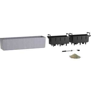 Lechuza Balconera Stone 80, kvetináč kamenný sivý s príslušenstvom.