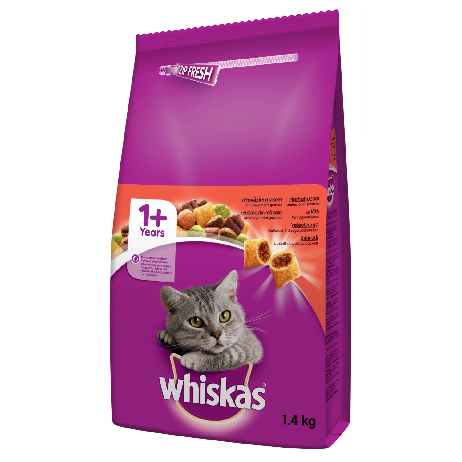 E-shop Whiskas Granule pre mačky s hovädzím 1,4 kg
