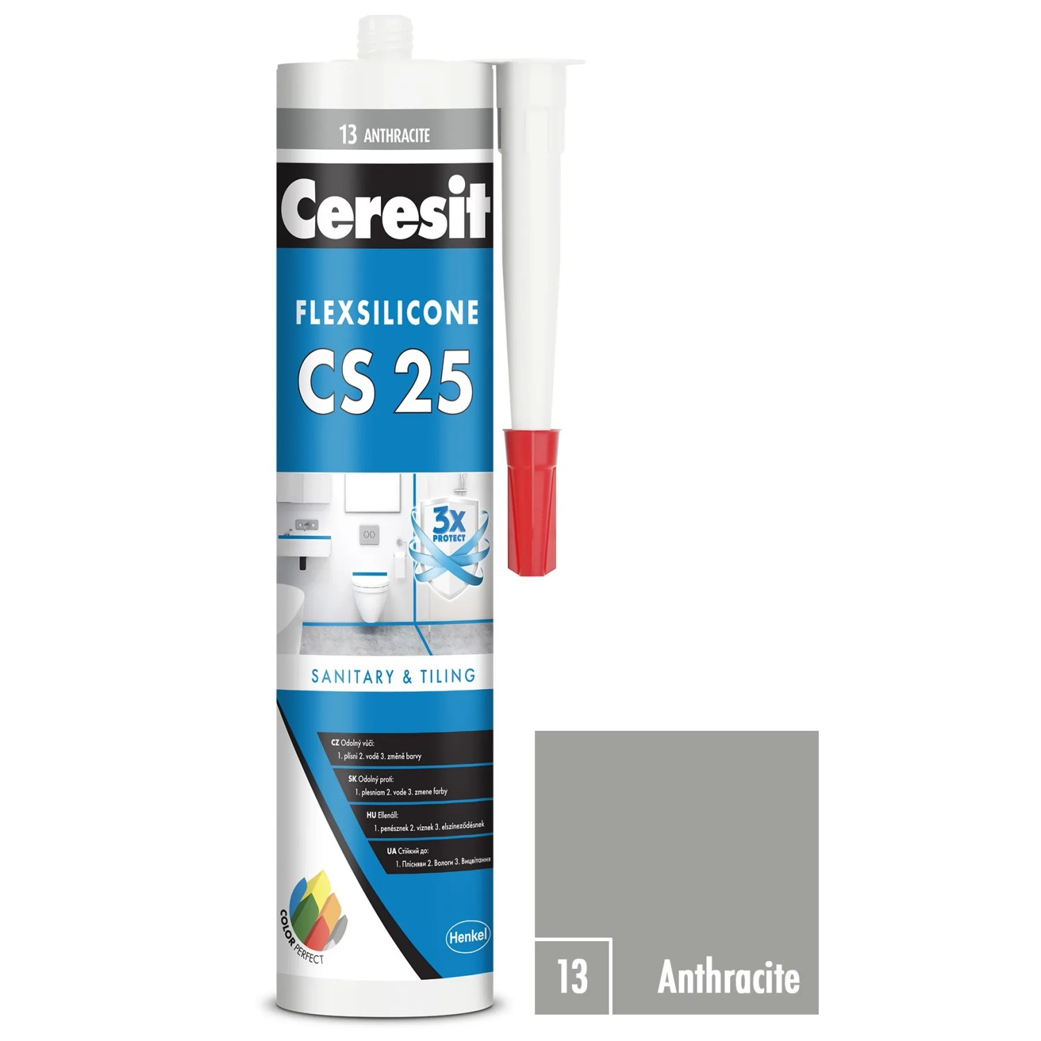 E-shop CERESIT CS 25 Sanitárny silikón 13 Anthracite 280 ml