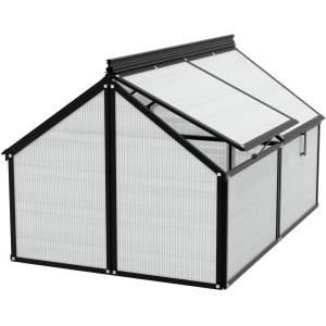 Vitavia Gaia Jumbo parenisko, čierny rám, polykarbonátové dosky, nastaviteľné okná.