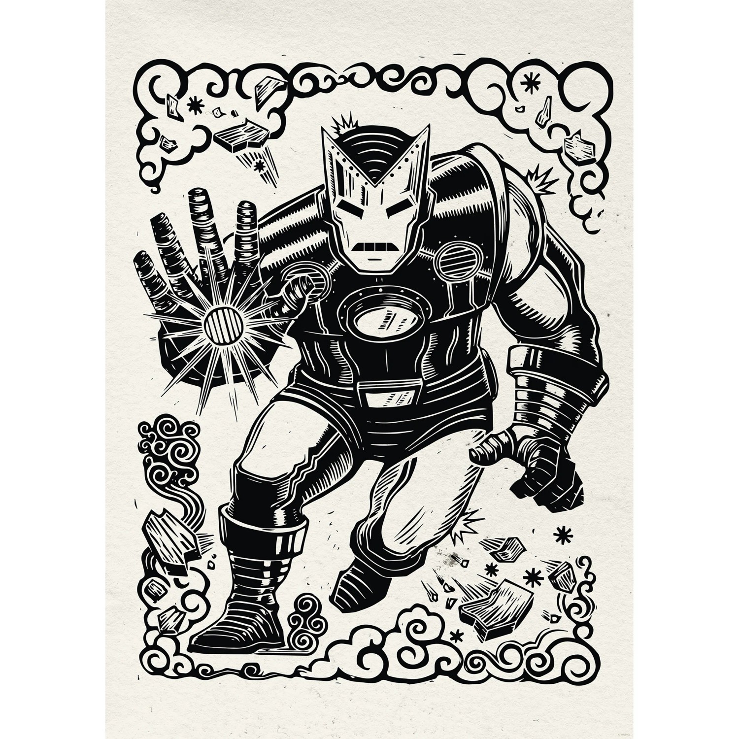 E-shop Komár Plagát Marvel Iron Man Lino-Cut 50 x 70 cm