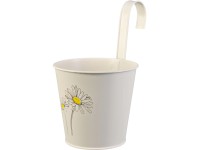 Závesný kvetináč lakovaný s potlačou, krémový, zinkový, 14,6 x 16 cm