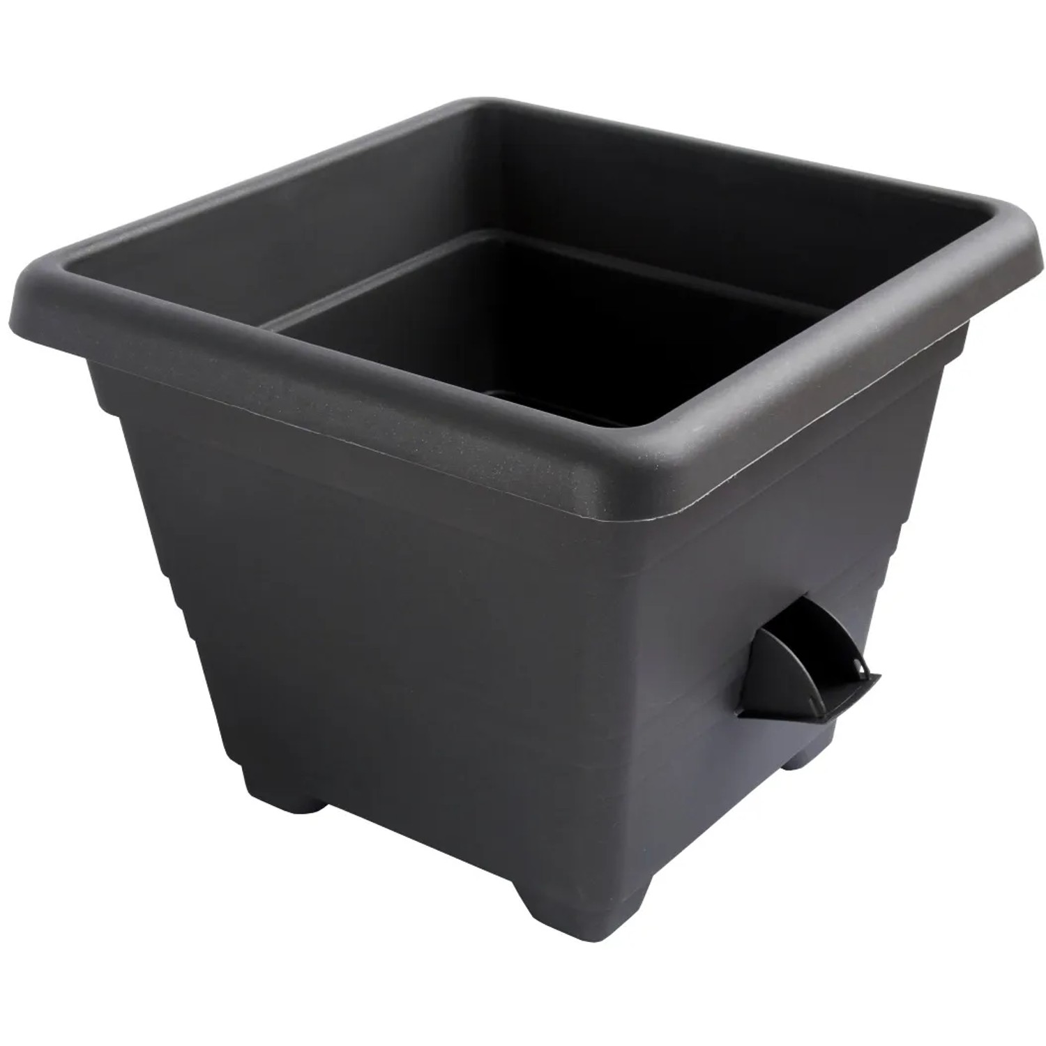 E-shop Plastia Samozavlažovací kvetináč Bergamot antracit 35 x 35 cm