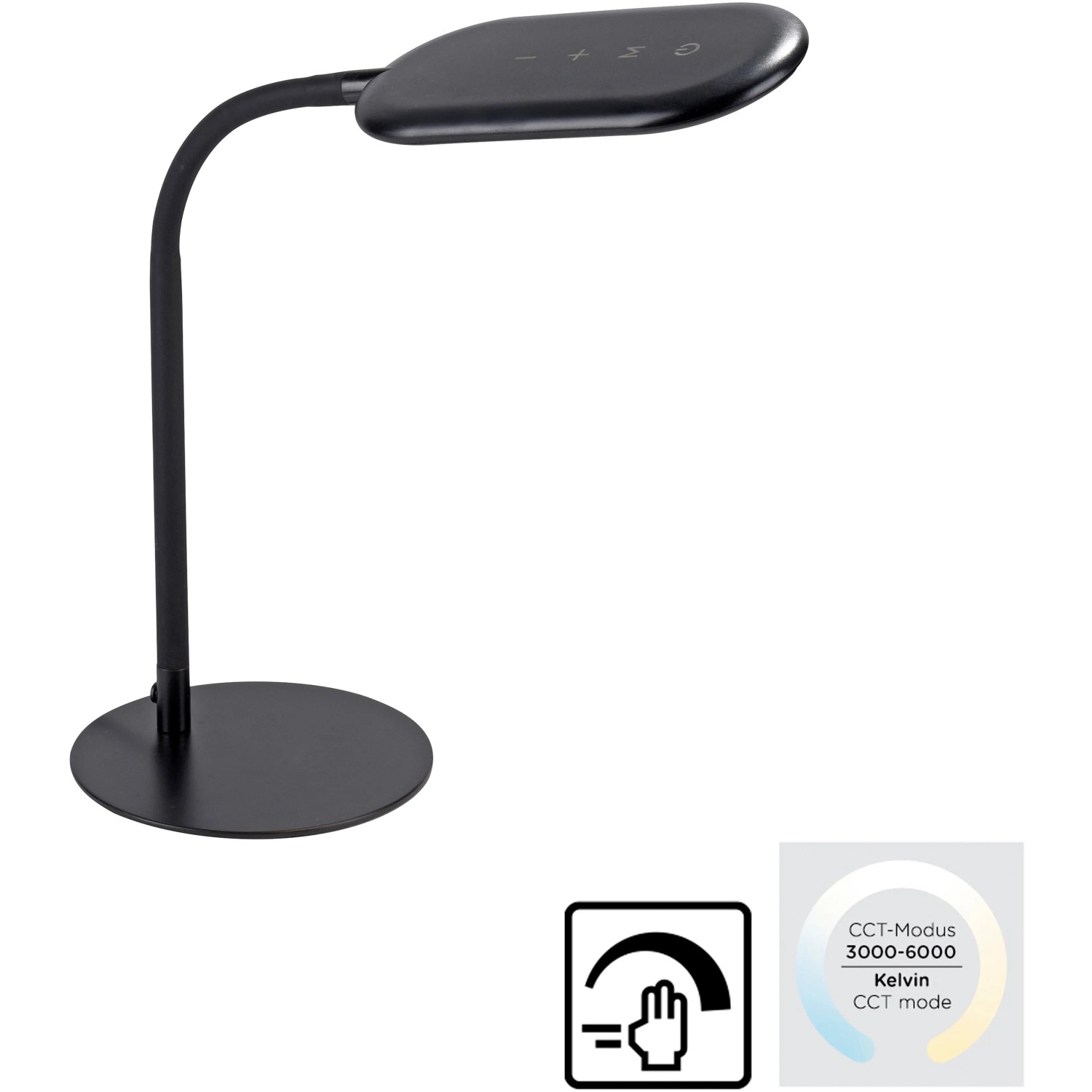 E-shop Just Light. Stolná LED lampa Kelly, 7W, 1180lm, 3000-6000K, čierna, 39 x 59,5 cm