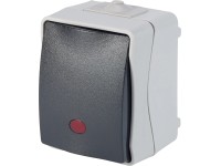 Kontrolný spínač/prepínač do vlhkých priestorov IP44 sivý