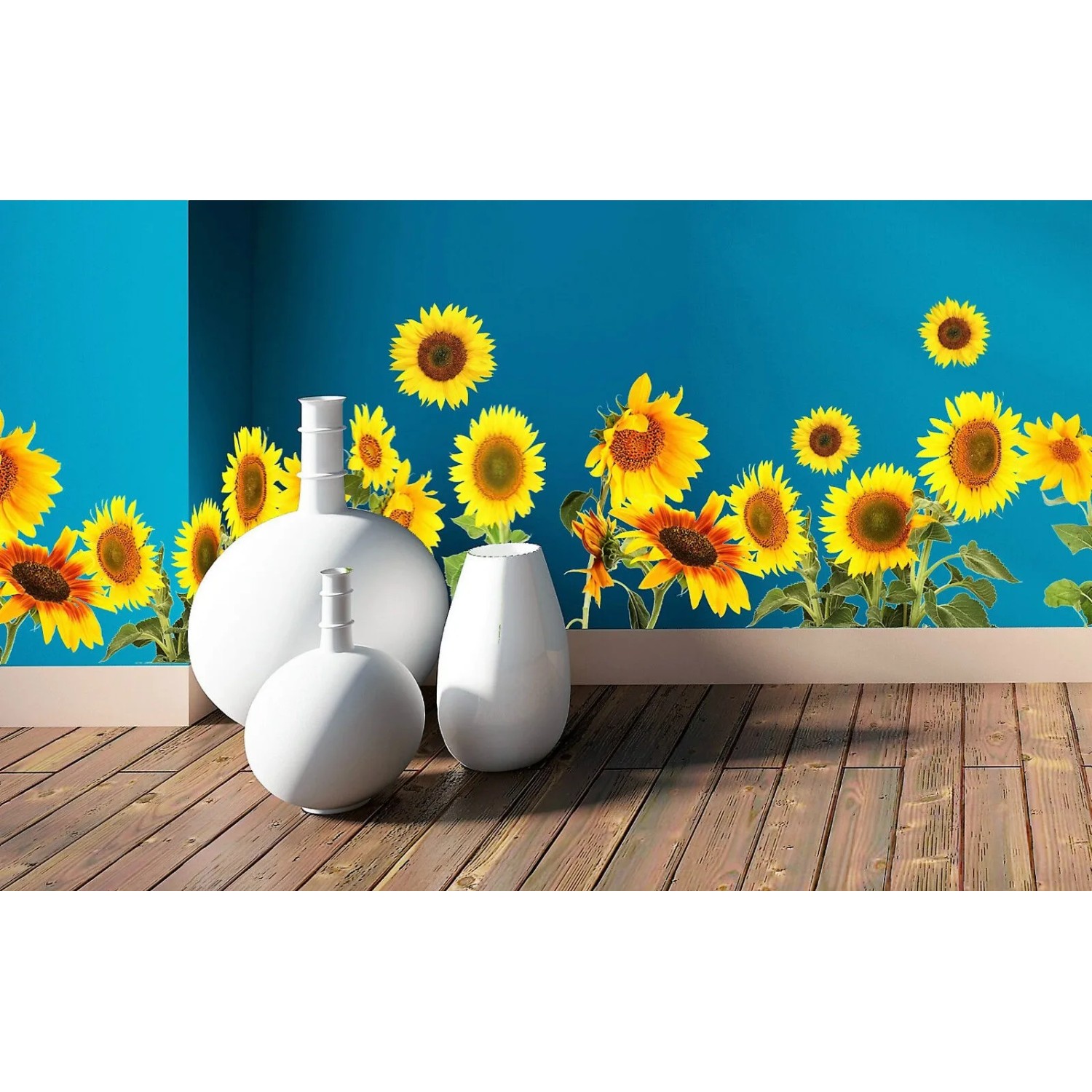 E-shop Crearreda Samolepiace dekorácie na stenu, slnečnice, 1 hárok, 30 x 198 cm