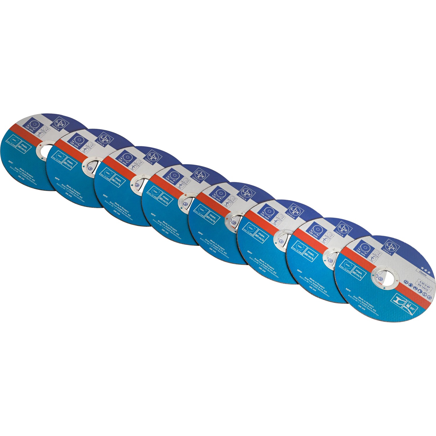 E-shop LUX-TOOLS Súprava rezných kotúčov Classic na kov, pr. 125 mm, 8 ks