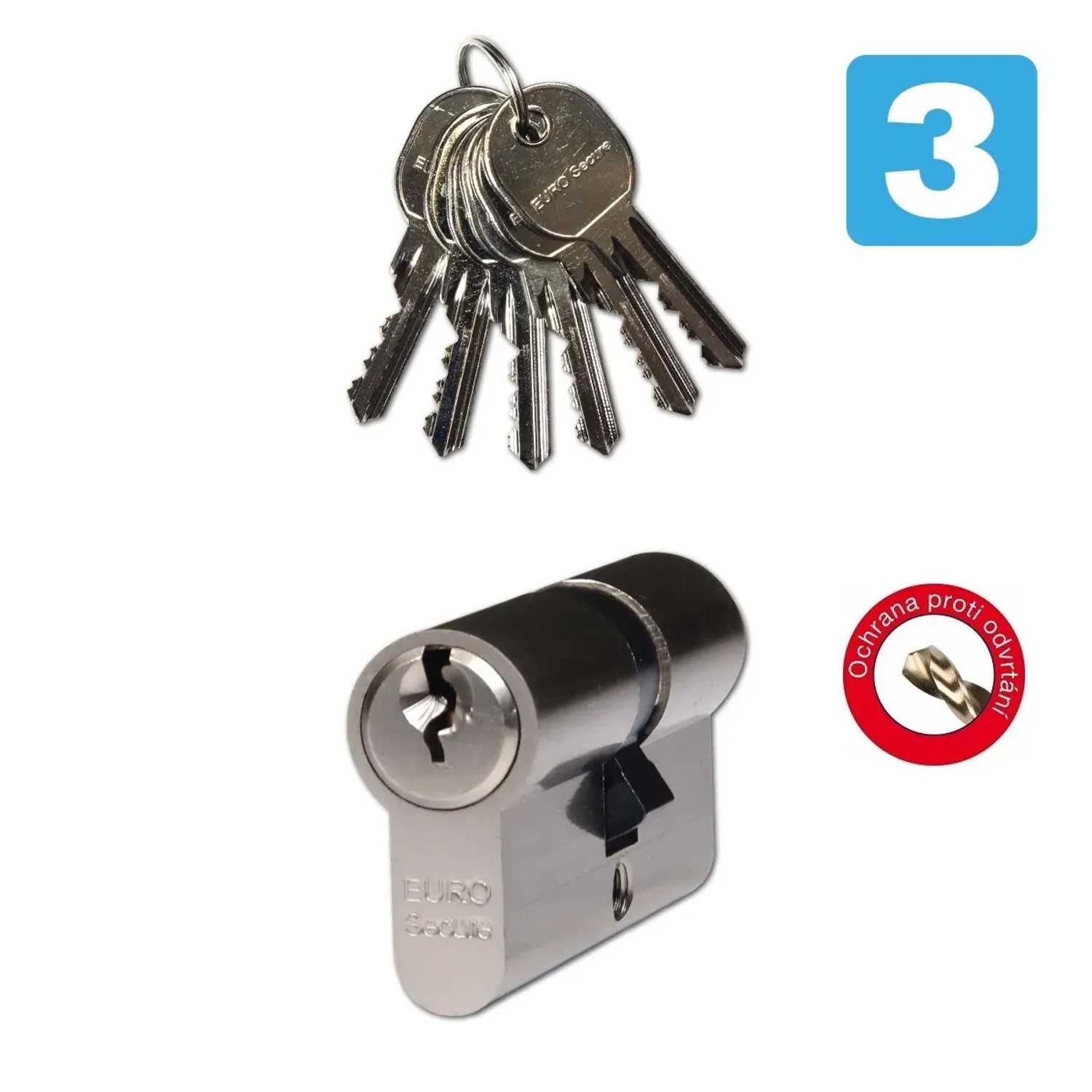 E-shop Richter Czech EURO Secure Bezpečnostná vložka 30/35, 6 kľúčov, matný nikel