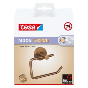 Tesa Moon bronzový držiak toaletného papiera: Nástenný, bez vŕtania, štýlový kúpeľňový doplnok.