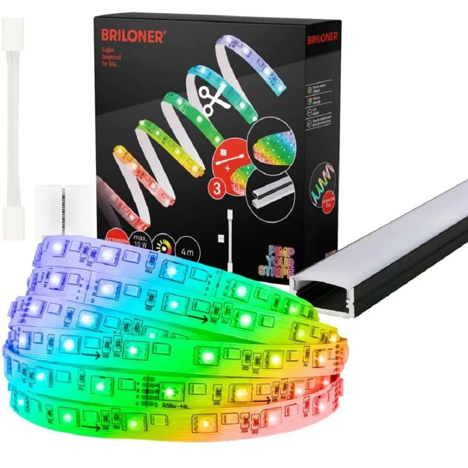 E-shop Briloner LED pásik samolepiaci RGBW, doplnková súprava, 4 m