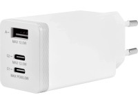 Rýchlonabíjačka, 2x USB-C + 1x USBA-A, 65 W, biela Rýchlonabíjačka, 2x USB-C + 1x USBA-A, 65 W, biela
