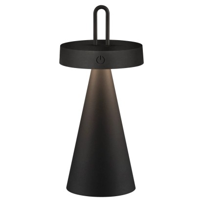 Just Light. Nabíjacia stolná LED lampa Alwa IP44 čierna pr. 12,8 x 28,9 cm