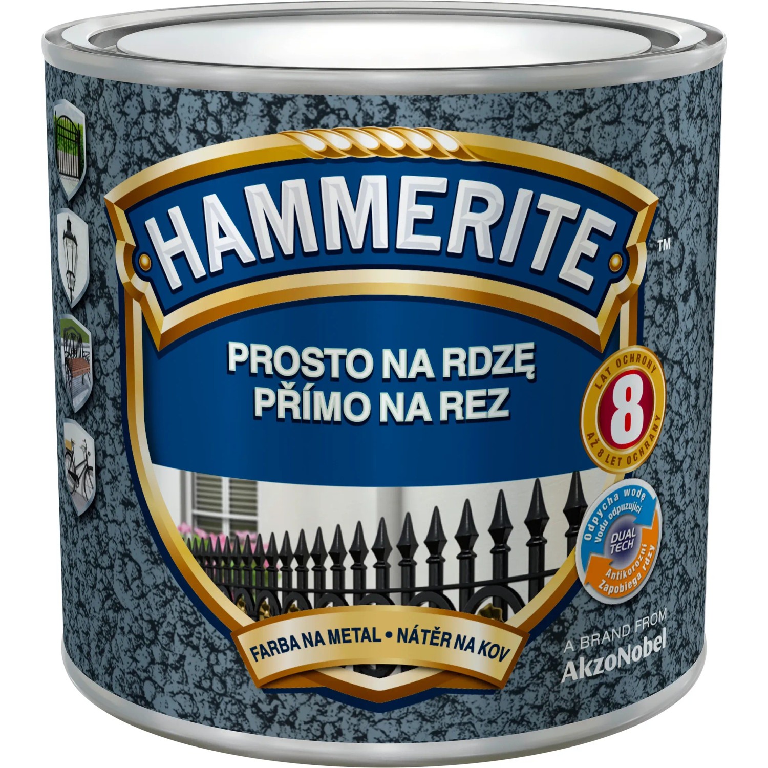 E-shop Hammerite Priamo na hrdzu farba na železné kovy kladivková čierna 0,25 l