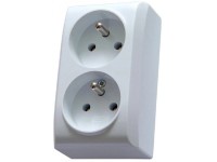 Ospel Zásuvka dvojnásobná BIS na omietku uzemnená, 16A, 250V, 3520W, IP20, biela