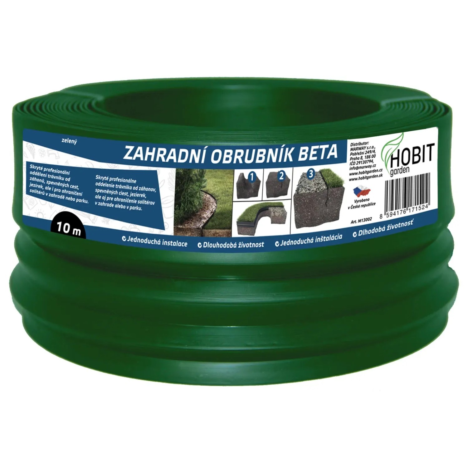 E-shop HOBIT garden Záhradný obrubník BETA zelený 12 cm x 10 m