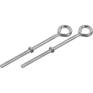 Dva pozinkované napináky s okom M6 x 100 mm s okom a maticou.