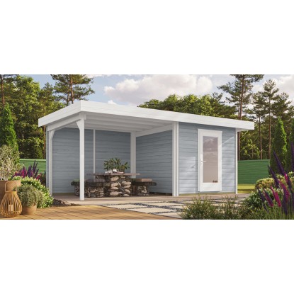 OBI záhradný domček Florenz B sivá/biela 530 x 240 cm