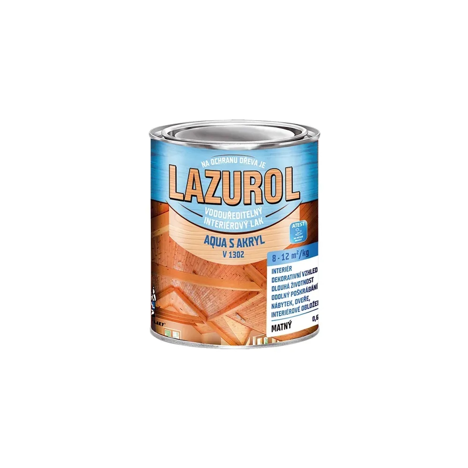 E-shop Lazurol Lak na drevo matný Aqua S Akryl V1302, 600 g