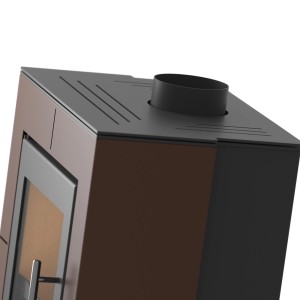 Detailný záber kachlí: Horná časť s pripojením dymovodu a vetracími otvormi.