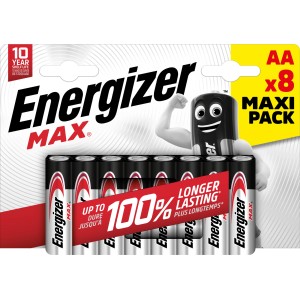 Energizer Max AA Batérie, 8 ks, alkalické batérie pre spoľahlivý výkon.