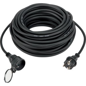 Predlžovací kábel čierny 1x zásuvka, 1x zástrčka, max. 3500 W, IP44, 25 m
