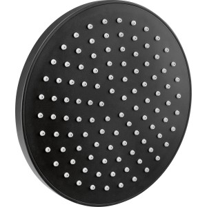 Čierna, okrúhla hlavová sprcha baliv KBR-20.11 s tryskami proti vodnému kameňu, priemer 20 cm.