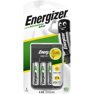 Nabíjačka batérií Energizer s USB a 4 AA batériami. Nabíjačka pre NiMH batérie.