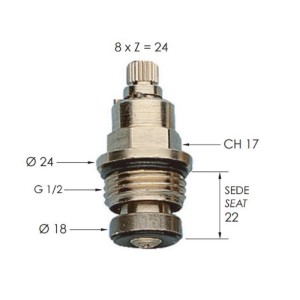 Kolok pre batérie, mosadz, dlhý chod, 1/2"
