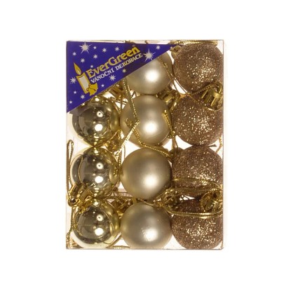 EverGreen Vianočná ozdoba guľa pr. 3 cm, champagne, 24 ks