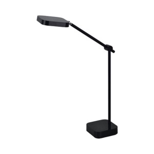 Čierna nočná lampa t.b.t. s nastaviteľným ramenom a štvorcovou základňou.