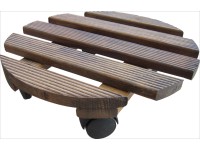 Podložka pod kvetináč s kolieskami okrúhla priemer 30 cm tmavohnedá