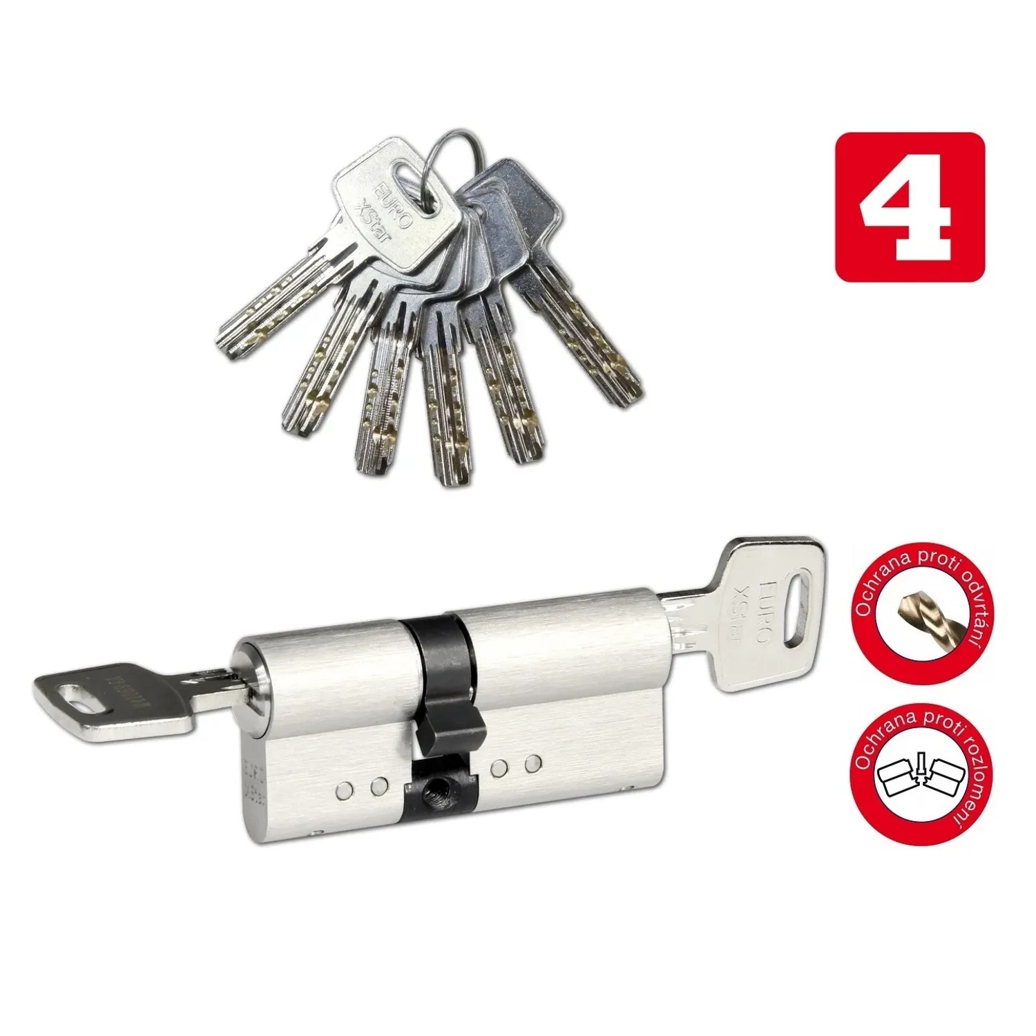 E-shop Richter Czech EURO XSTAR Bezpečnostná vložka 30/35BSZ, 6 kľúčov, matný nikel
