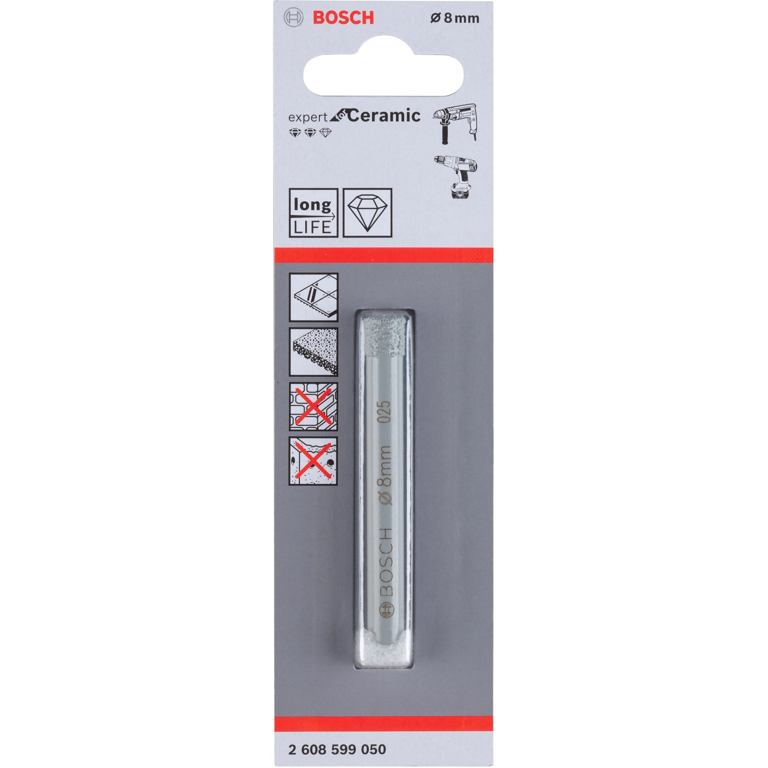 E-shop Bosch Diamantový vrták do dlaždice, pr. 8 x 66 mm