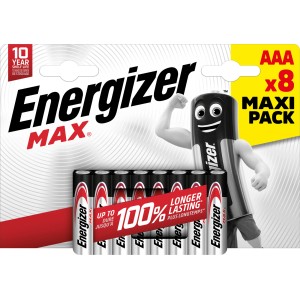 Energizer Max AAA batérie, balenie 8 ks. Alkalické batérie pre každodenné zariadenia.