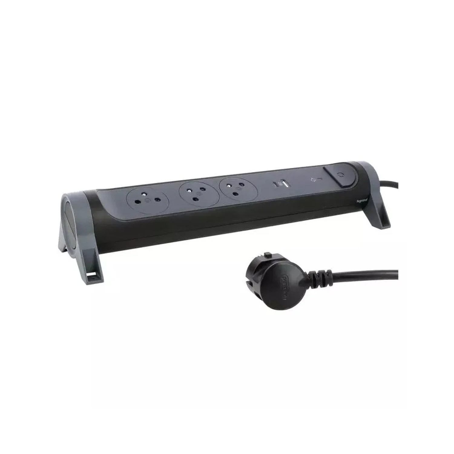 E-shop Legrand Predlžovacia zásuvka s prepäť. och., USB A + C, 3 zásuvky, čierna, 1,5 m
