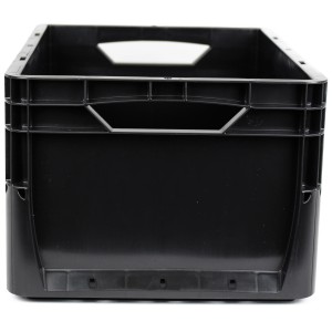 Čierny box Eurobox-System (40x30x22 cm) s plnou stenou, vhodný na skladovanie.