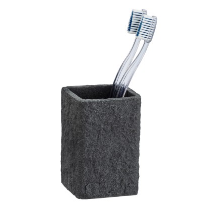 Wenko Pohár na zubné kefky Villata polyrezín 7,5 x 11 x 7,5 cm antracitový