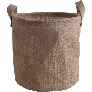 Okrúhly jutový kôš (28,5 cm) s rúčkami do záhrady a obývačky.