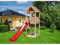 Weka Hracia veža Tabaluga so s. st. vr. šmykľavky, prír/červ. 150 x 400 x 331 cm